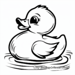 Yellow Rubber Duck on Pond Coloring Pages 1