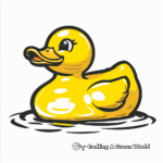 Yellow Rubber Duck on Pond Coloring Pages 2
