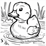 Yellow Rubber Duck on Pond Coloring Pages 3