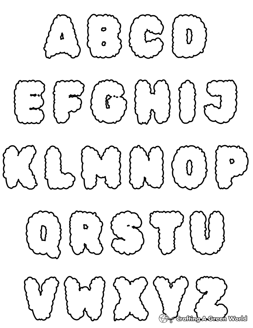 Bubble Alphabet Coloring Pages