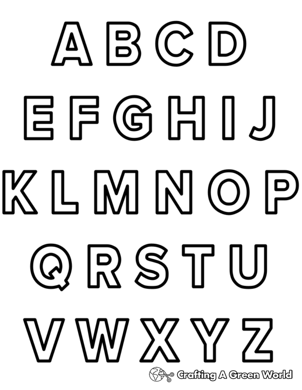 Plain Alphabet Coloring Pages Free Printable 
