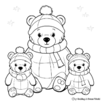 Familia de osos en invierno: Hibernación Páginas para colorear 1