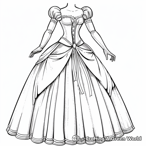Beautiful Princess Ball Gown Coloring Pages 1