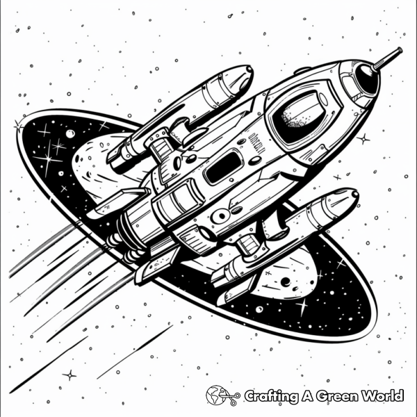 Buzz Lightyear Spaceship in Outer Space Coloring Pages 1