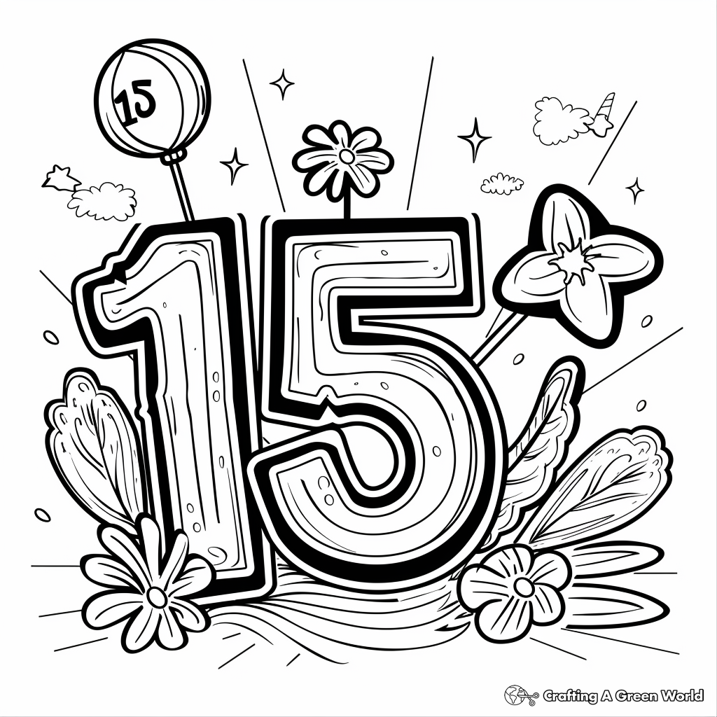 Number 15 Coloring Pages Free Printable 