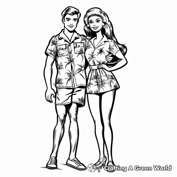 Classic Barbie and Ken Coloring Pages 1