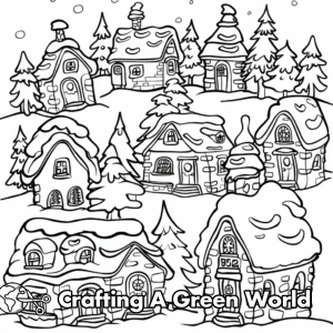 Christmas Village Coloring Pages - Free &amp; Printable!