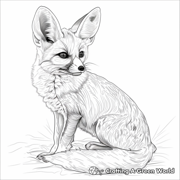 Detailed Fennec Fox Coloring Pages for Adults 1