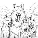 Detailed Grey Wolf Pack Coloring Pages 3