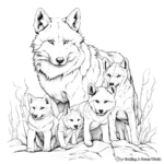 Detailed Grey Wolf Pack Coloring Pages 4