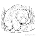 Detailed Hibernating Grizzly Bear Coloring Pages 2