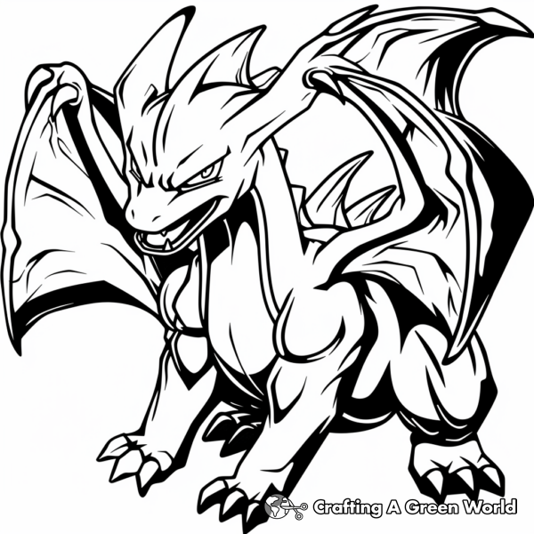 Detailed Mega Charizard X Coloring Pages 1