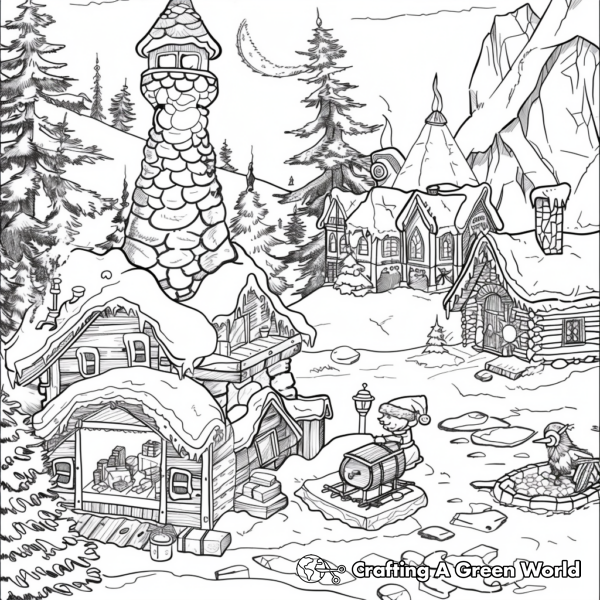 Christmas Village Coloring Pages - Free &amp; Printable!
