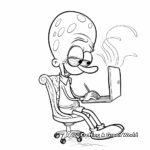 Detailed Squidward at Work Coloring Pages 2