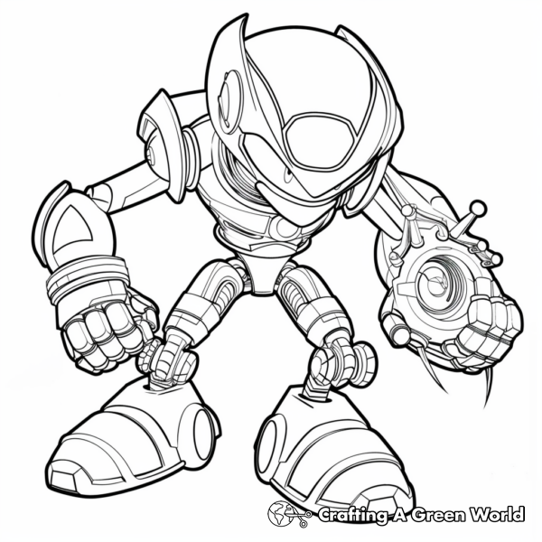 Dynamic Metal Sonic Racing Coloring Pages 1
