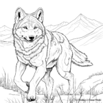 Energetic Grey Wolf Hunting Coloring Pages 1