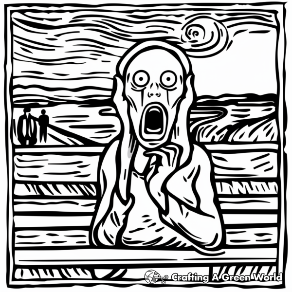 Expressive Edvard Munch's The Scream Coloring Pages 1