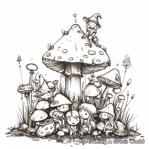 Fairy Gathering: Magical Fairy Garden Coloring Pages 1