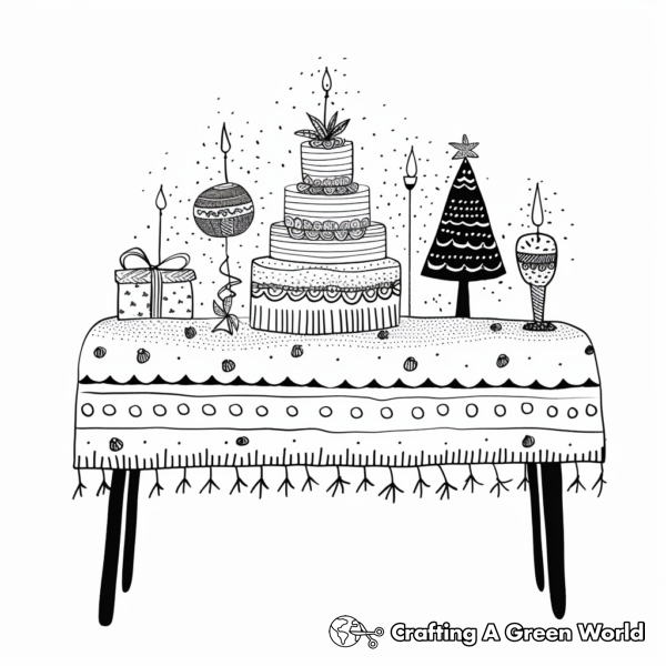 Festive Dining Table Coloring Pages 1