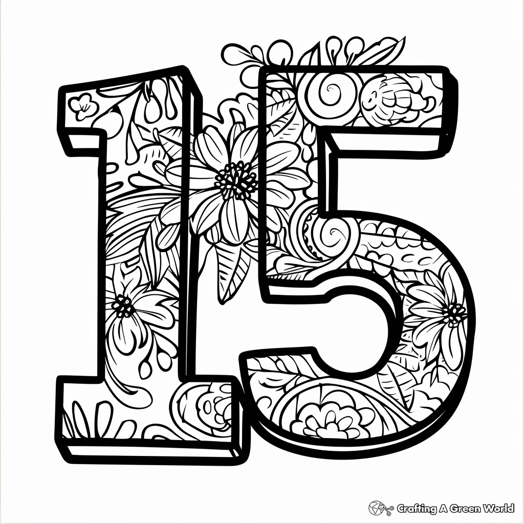 Free Printable Number 15 Coloring Pages