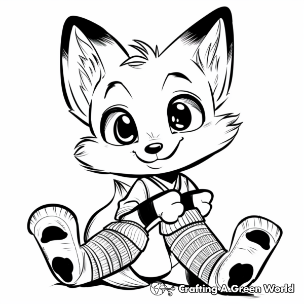 Friendly Fox Wearing Socks Coloring Pages 1
