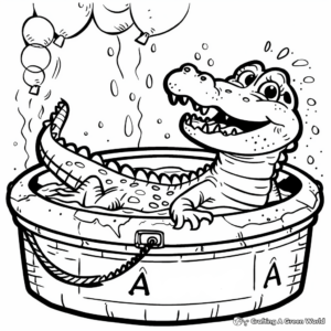 Fun Alligator Pool Party Coloring Pages 2
