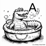 Fun Alligator Pool Party Coloring Pages 4
