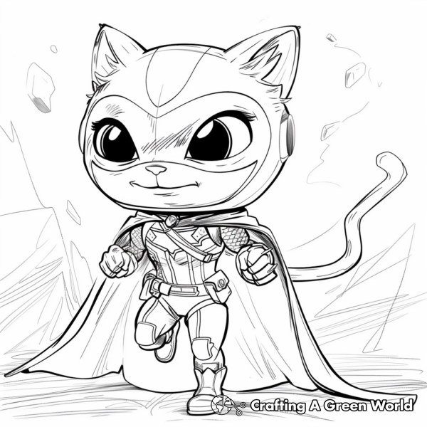 Fun Catboy Superhero Coloring Pages 1