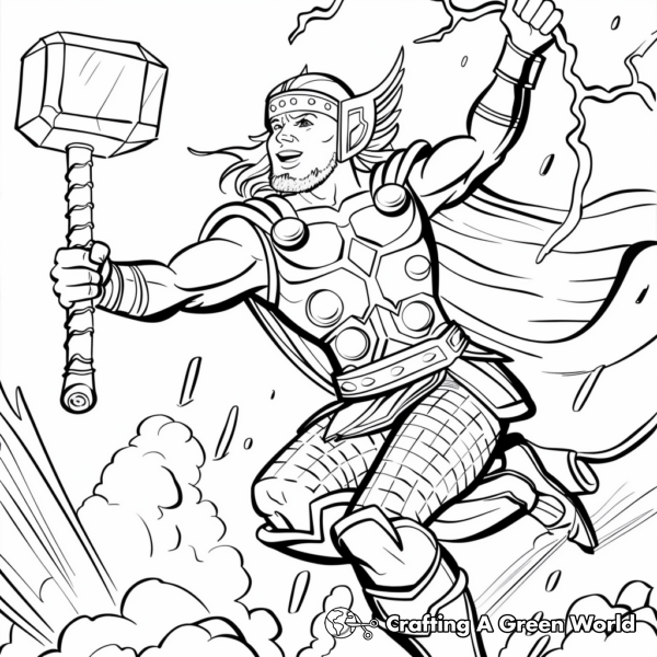 God of Thunder Thor Coloring Pages 1