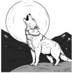 Grey Wolf Howling at the Moon Coloring Pages 2