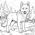 Grey Wolf In The Forest Coloring Pages 3