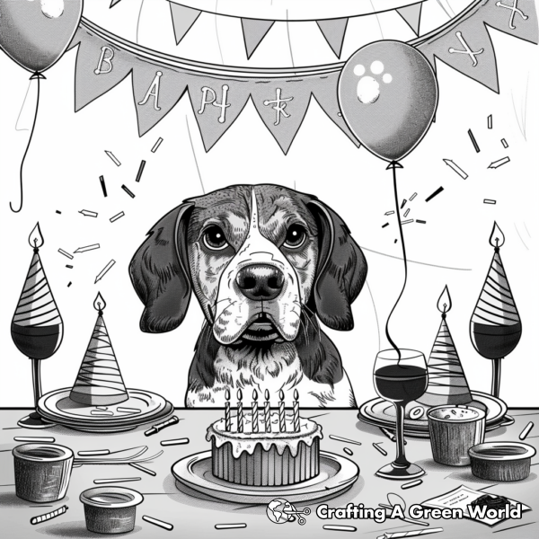 Happy Birthday Dog Coloring Pages - Free &amp; Printable!