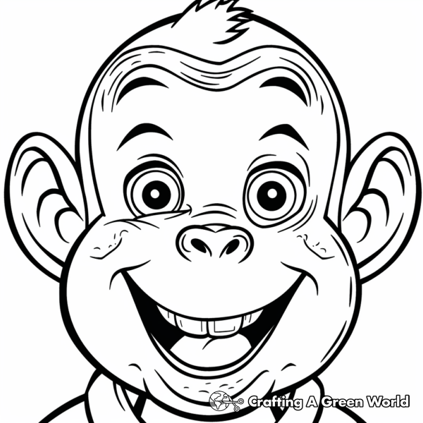 Happy Curious George Face Coloring Pages 1