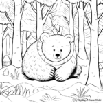 Hibernating Bear in the Snowy Forest Coloring Pages 2