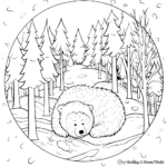 Hibernating Bear in the Snowy Forest Coloring Pages 3
