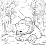 Oso hibernando en el bosque nevado Páginas para colorear 4