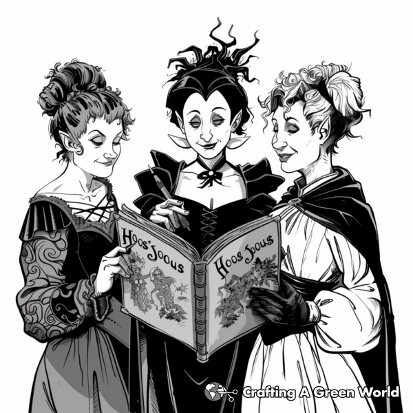 Sanderson Sisters Hocus Pocus Coloring Pages - Free &amp; Printable!