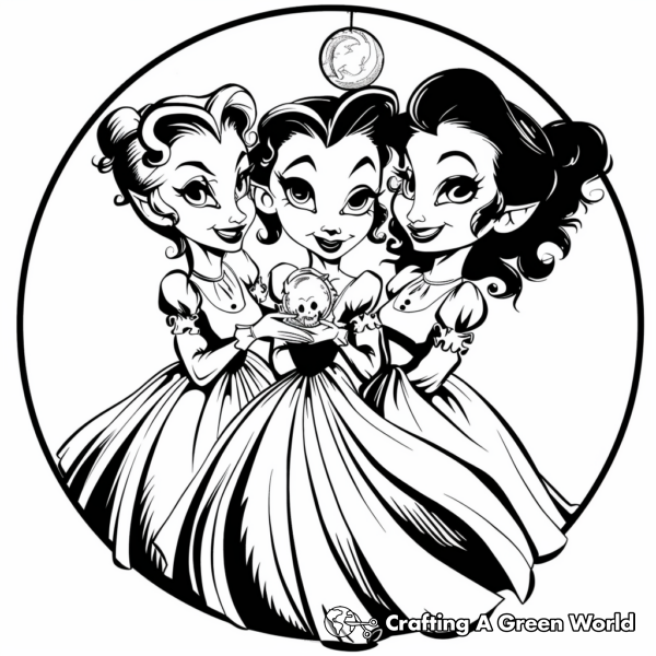 Iconic Sanderson Sisters Pose Coloring Pages 1