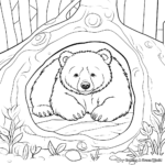 Illustrated Black Bear Hibernating Printable Coloring Sheets 2