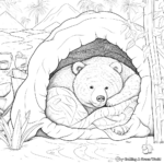 Páginas para colorear del oso hibernando en la guarida 3