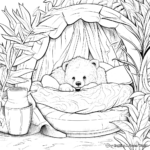 Páginas para colorear de un oso hibernando en la guarida 4