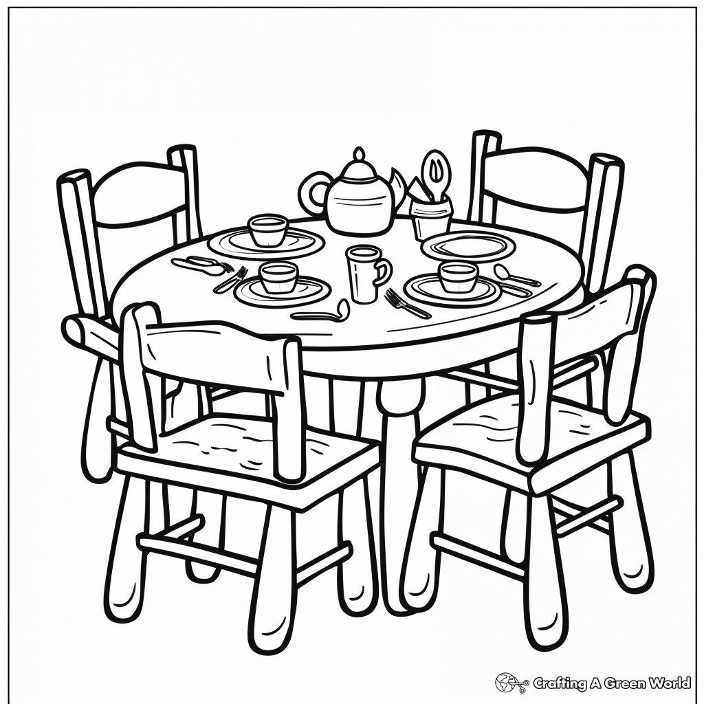 Dining Table Coloring Page Coloring Pages Dining Table Coloring Page Coloring Pages