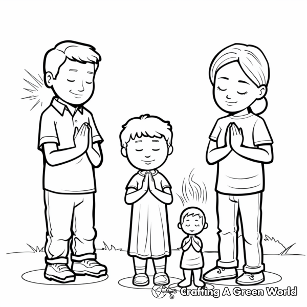 LDS Family Praying Together Coloring Pages 1