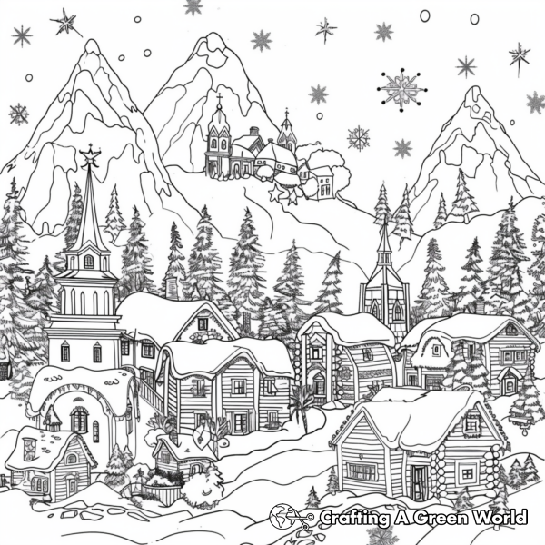 Christmas Village Coloring Pages - Free &amp; Printable!