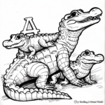 Mother Alligator with Baby: Family Coloring Pages 3