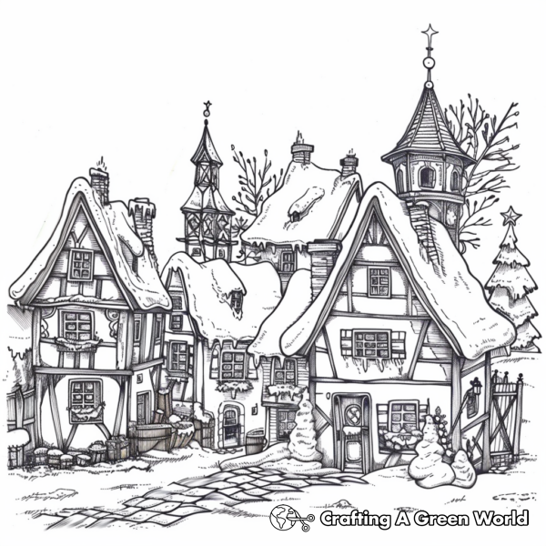 Christmas Village Coloring Pages - Free &amp; Printable!