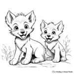 Playful Grey Wolf Cubs Coloring Pages 3