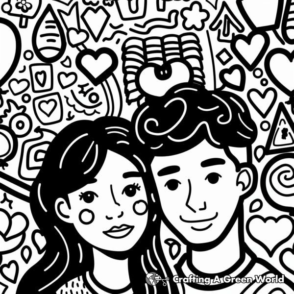Love Themed Graffiti Coloring Pages - Free &amp; Printable!