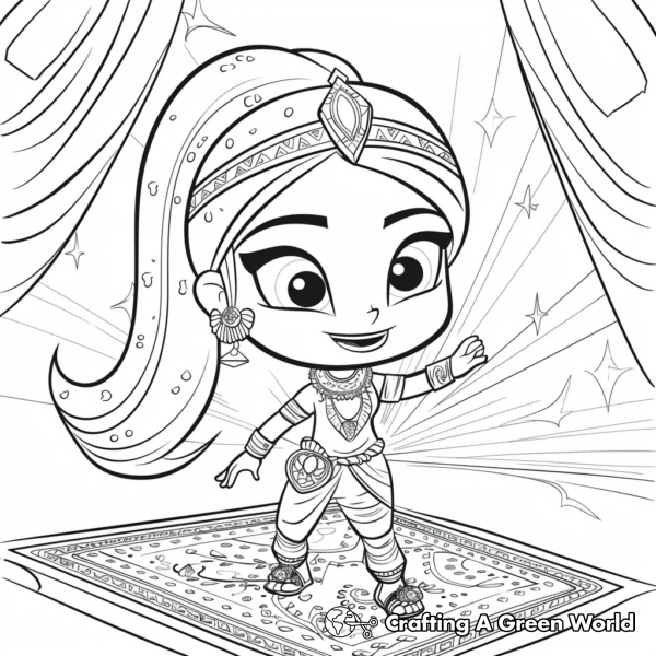 Shimmer and Shine Magic Carpet Coloring Pages 1