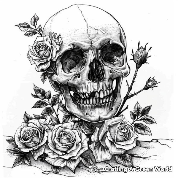 Skull And Roses Coloring Pages - Free & Printable!